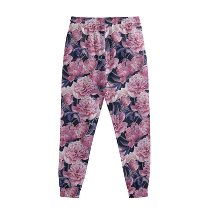 Vintage Pink Peony Floral Print Sweatpants