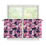 Vintage Pink Peony Floral Print Tier Curtains