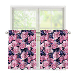 Vintage Pink Peony Floral Print Tier Curtains