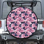 Vintage Pink Peony Floral Print Tire Cover