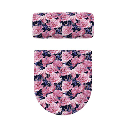 Vintage Pink Peony Floral Print Toilet Lid And Tank Cover Set