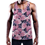 Vintage Pink Peony Floral Print Training Tank Top
