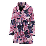 Vintage Pink Peony Floral Print Women's Bathrobe