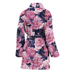 Vintage Pink Peony Floral Print Women's Bathrobe