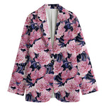 Vintage Pink Peony Floral Print Women's Blazer