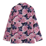 Vintage Pink Peony Floral Print Women's Blazer