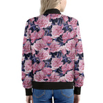 Vintage Pink Peony Floral Print Women's Bomber Jacket