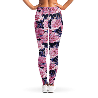 Vintage Pink Peony Floral Print Women's Leggings