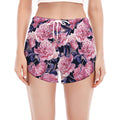 Vintage Pink Peony Floral Print Women's Split Running Shorts
