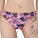 Vintage Pink Peony Floral Print Women's Thong