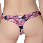 Vintage Pink Peony Floral Print Women's Thong