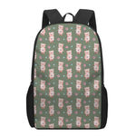 Vintage Pink Pig Pattern Print 17 Inch Backpack