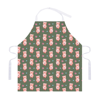Vintage Pink Pig Pattern Print Adjustable Apron