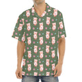 Vintage Pink Pig Pattern Print Aloha Shirt