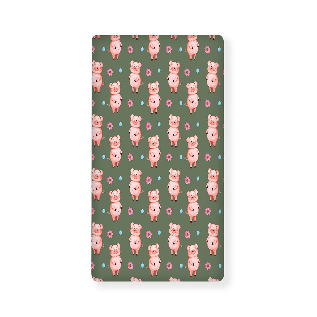 Vintage Pink Pig Pattern Print Baby Crib Sheet