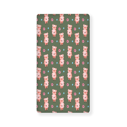 Vintage Pink Pig Pattern Print Baby Crib Sheet
