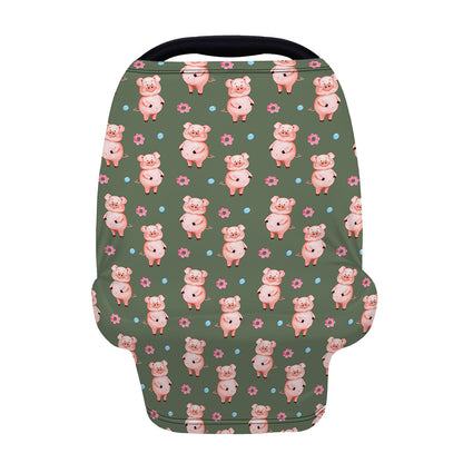 Vintage Pink Pig Pattern Print Baby Seat Cover