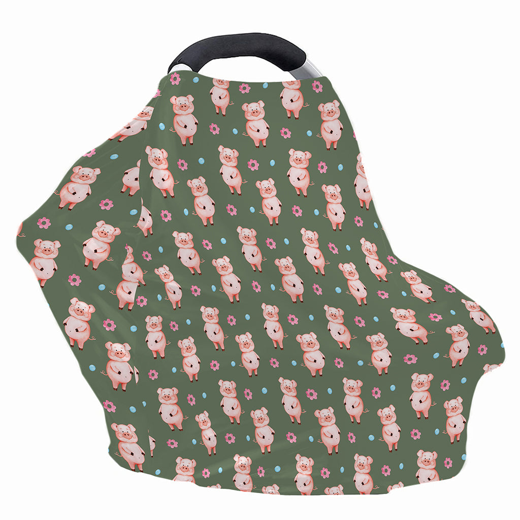 Vintage Pink Pig Pattern Print Baby Seat Cover