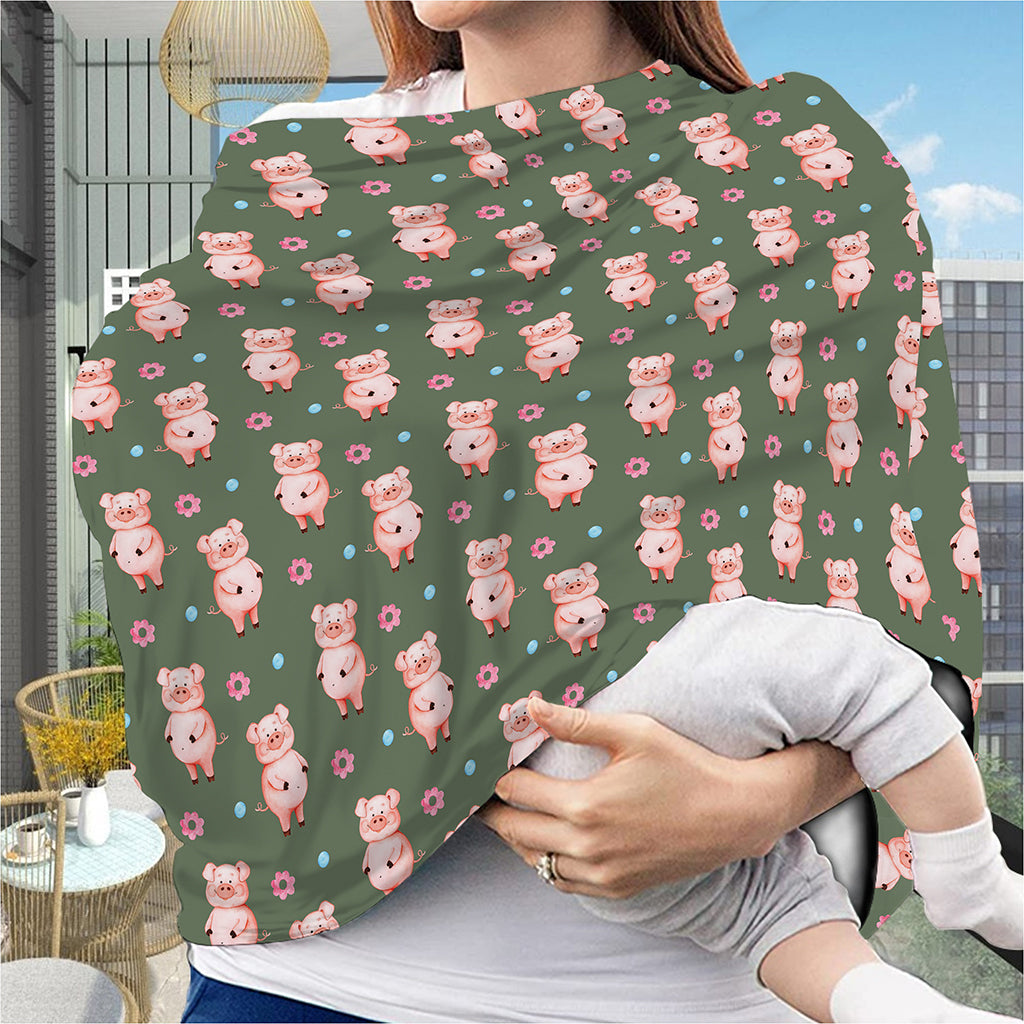 Vintage Pink Pig Pattern Print Baby Seat Cover