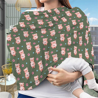 Vintage Pink Pig Pattern Print Baby Seat Cover