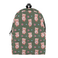 Vintage Pink Pig Pattern Print School Backpack