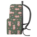Vintage Pink Pig Pattern Print Backpack