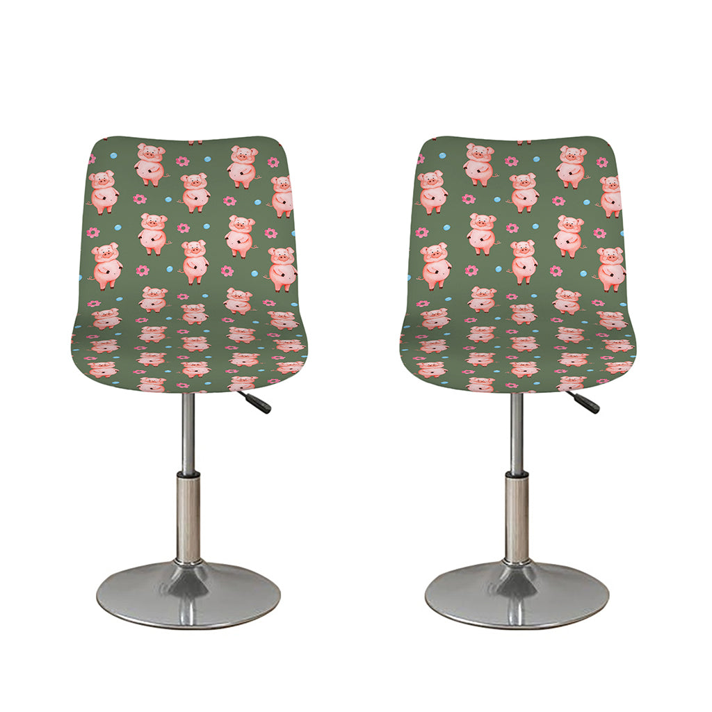 Vintage Pink Pig Pattern Print Bar Stool Covers