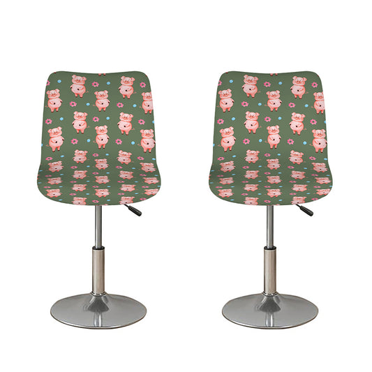 Vintage Pink Pig Pattern Print Bar Stool Covers