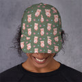 Vintage Pink Pig Pattern Print Baseball Cap