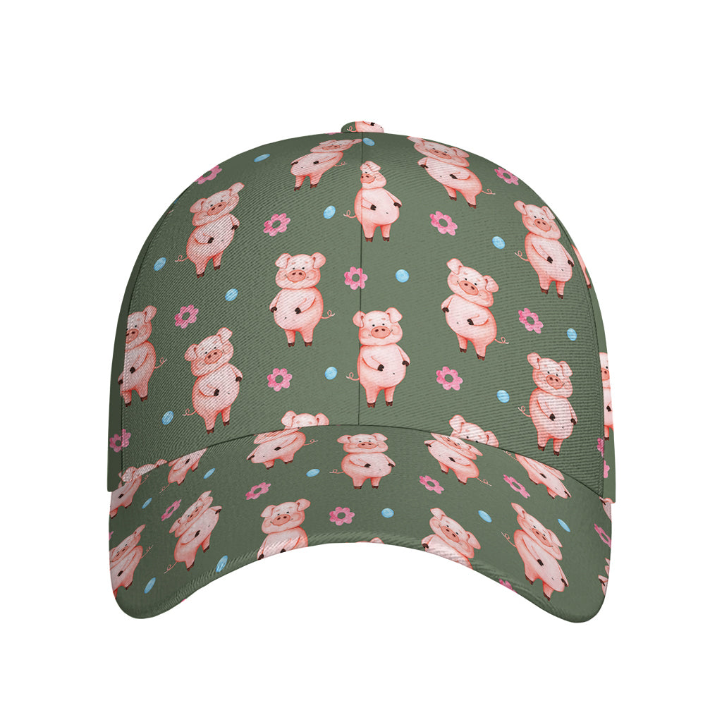 Vintage Pink Pig Pattern Print Baseball Cap