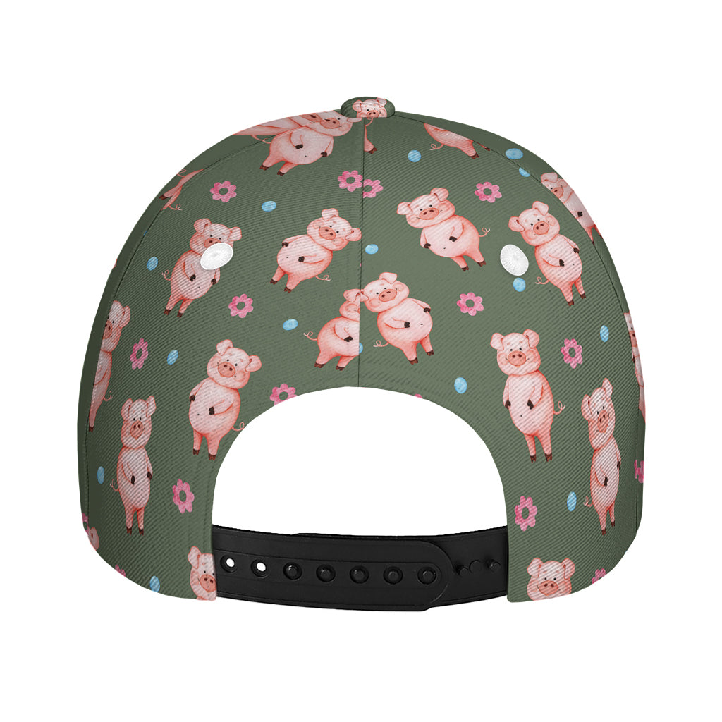 Vintage Pink Pig Pattern Print Baseball Cap