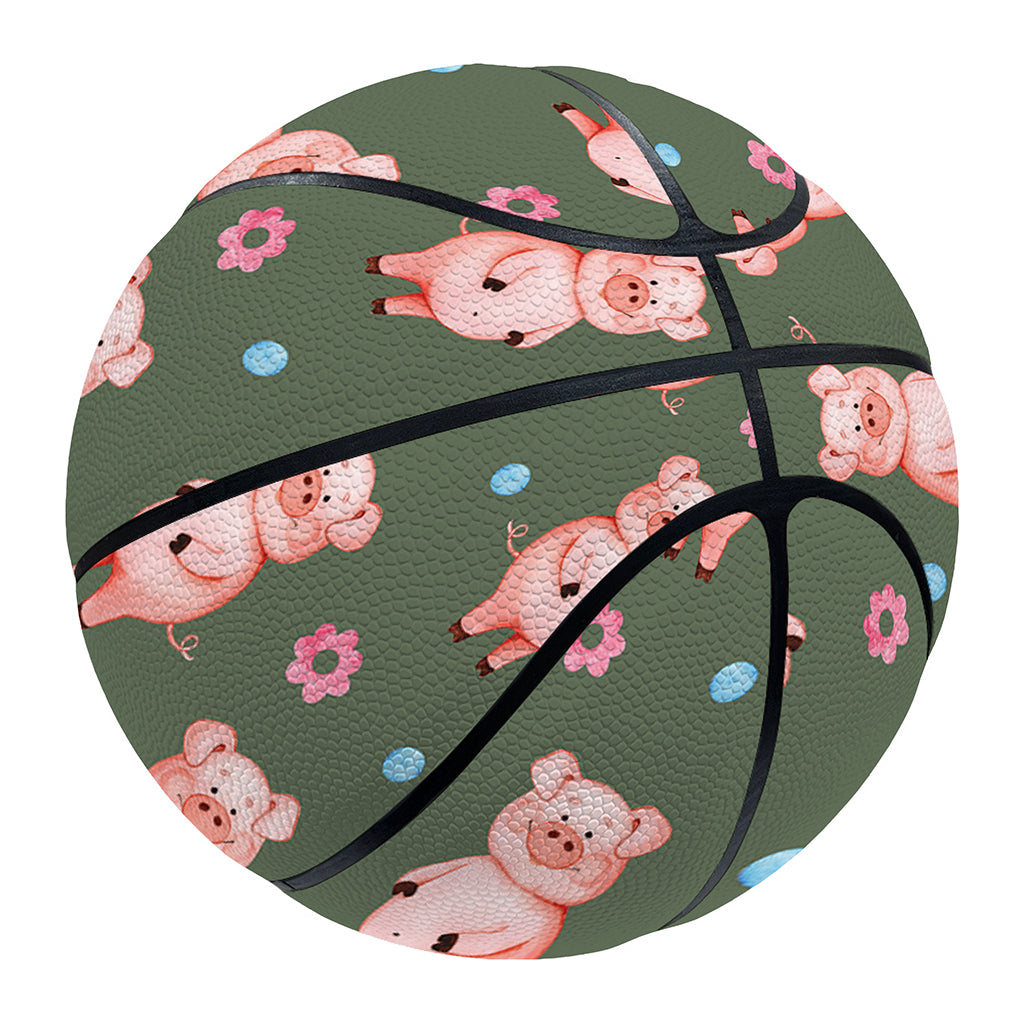 Vintage Pink Pig Pattern Print Basketball