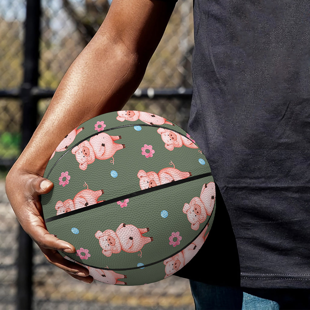 Vintage Pink Pig Pattern Print Basketball