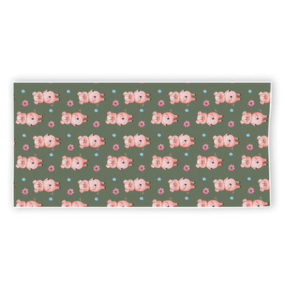 Vintage Pink Pig Pattern Print Beach Towel
