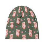 Vintage Pink Pig Pattern Print Beanie