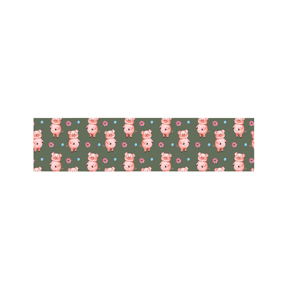 Vintage Pink Pig Pattern Print Bed Runner