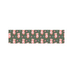 Vintage Pink Pig Pattern Print Bed Runner