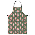 Vintage Pink Pig Pattern Print Bib Apron With Pocket