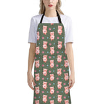 Vintage Pink Pig Pattern Print Bib Apron With Pocket