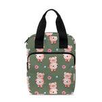 Vintage Pink Pig Pattern Print Bible Tote Bag