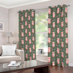 Vintage Pink Pig Pattern Print Blackout Grommet Curtains