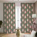 Vintage Pink Pig Pattern Print Dimout Pencil Pleat Curtains