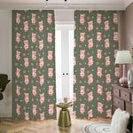 Vintage Pink Pig Pattern Print Blackout Pencil Pleat Curtains