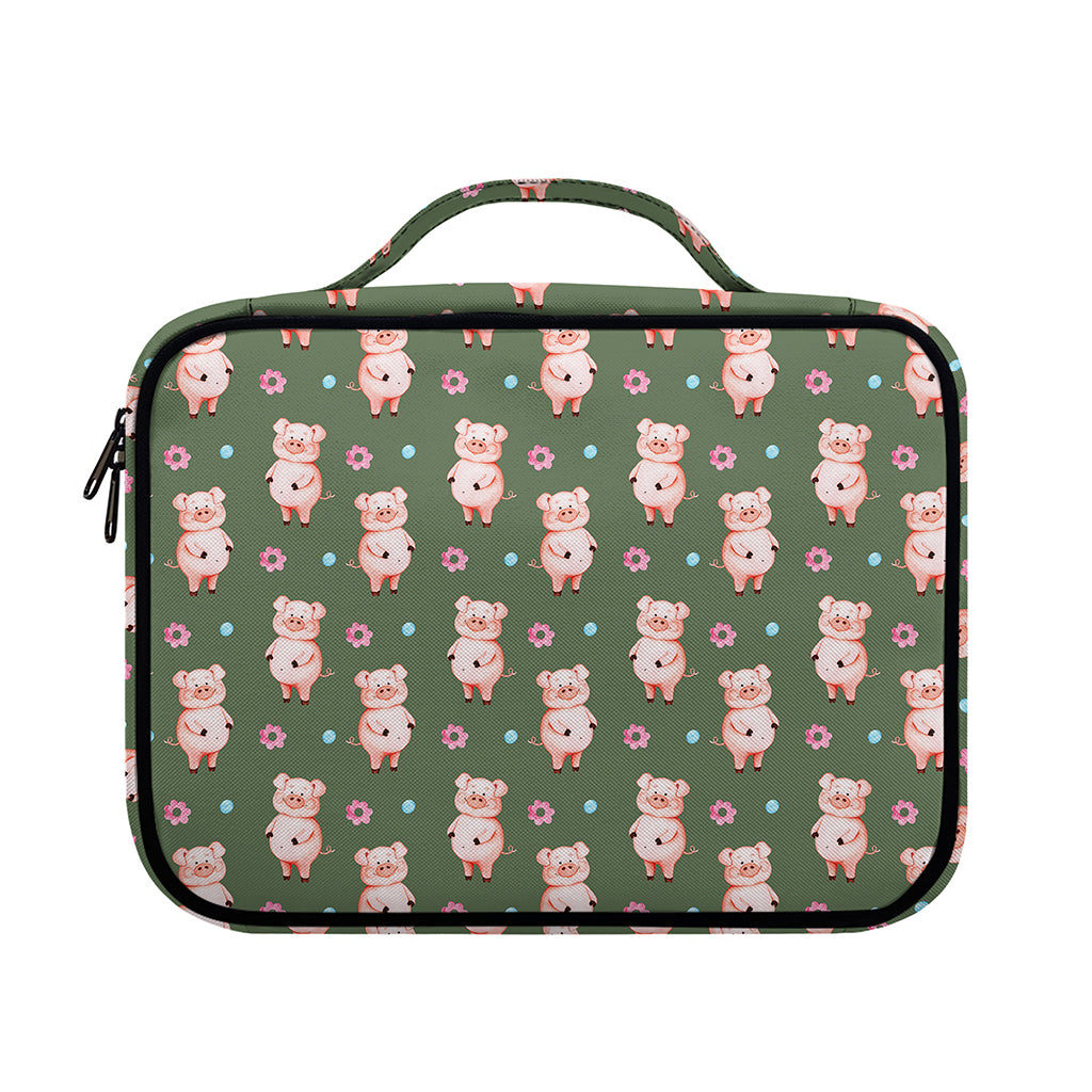 Vintage Pink Pig Pattern Print Briefcase Bible Bag