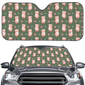 Vintage Pink Pig Pattern Print Car Windshield Sun Shade