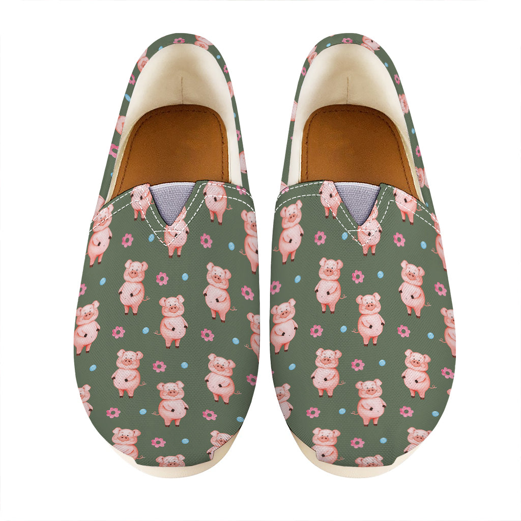 Vintage Pink Pig Pattern Print Casual Shoes