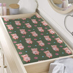 Vintage Pink Pig Pattern Print Changing Pad Cover