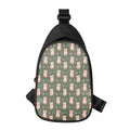 Vintage Pink Pig Pattern Print Sling Bag