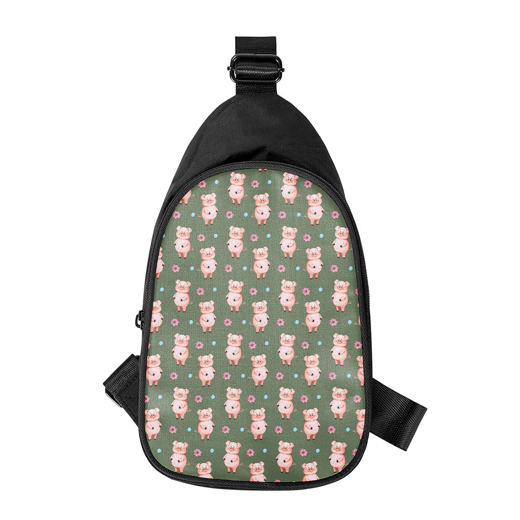Vintage Pink Pig Pattern Print Chest Bag