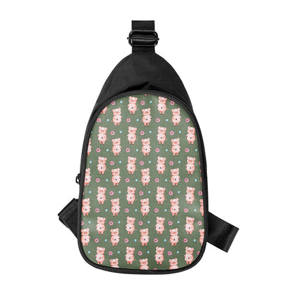 Vintage Pink Pig Pattern Print Chest Bag